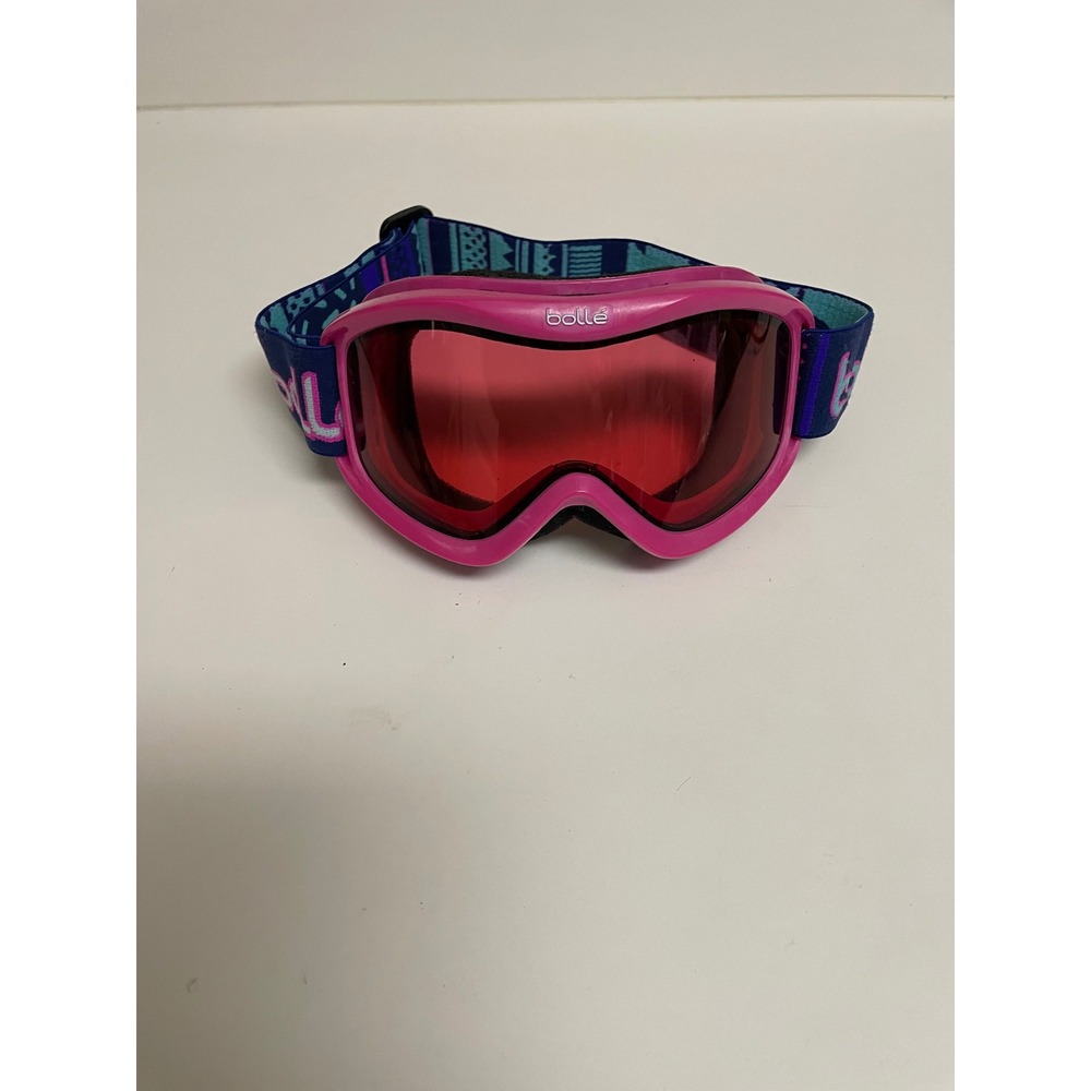 Bolle Kids Snow Goggles Pink Frame Red Lens Geometric Strap Ski Snowboard